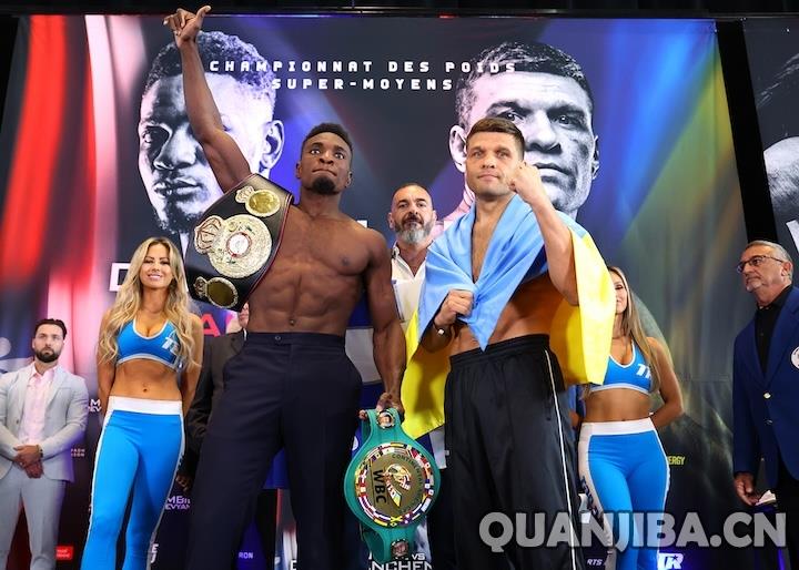 成都泰拳选手姆比利、德雷亚申科称重完