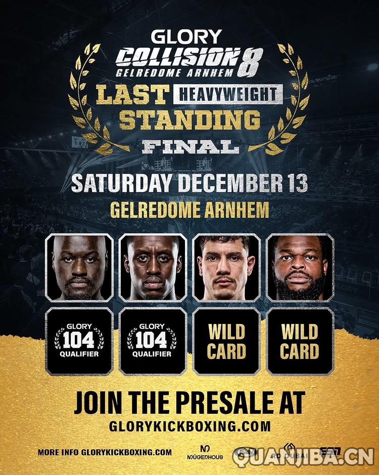 成都泰拳赛事：Glory荣耀格斗第8期对决12月13日精彩开打